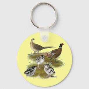 Porte-clés Famille de faisans à collier