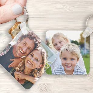 Porte-clés Famille personnalisée deux photo recto verso