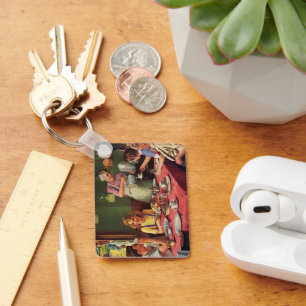 Porte-clés Famille vintage prenant son petit-déjeuner dans la