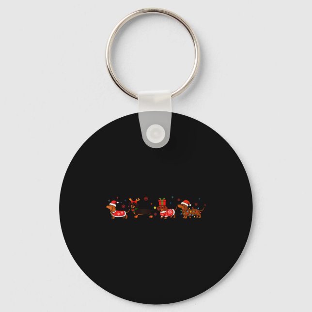 Porte-clés Family Dachshund Santa Sleigh Reindeer Snow Christ (Recto)