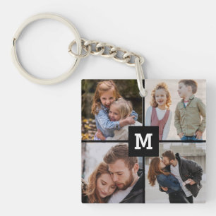 Porte-clés Family Instagram Collage photo 4 photos MONOGRAM
