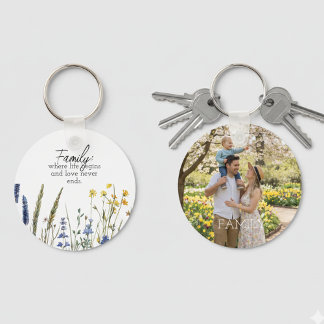 Porte-clés Family Photo & Quote Keychain - Cherished Keepsake