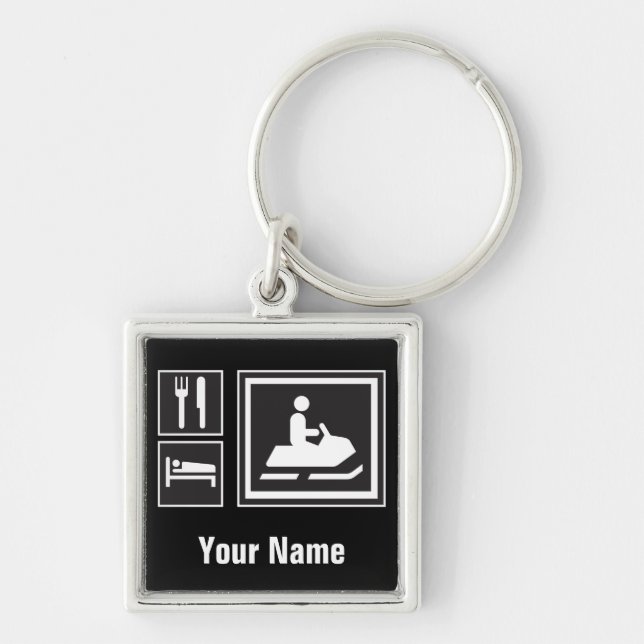 Porte-clés Fanatique de Snowmobile - mangez, dormez, allez (Devant)