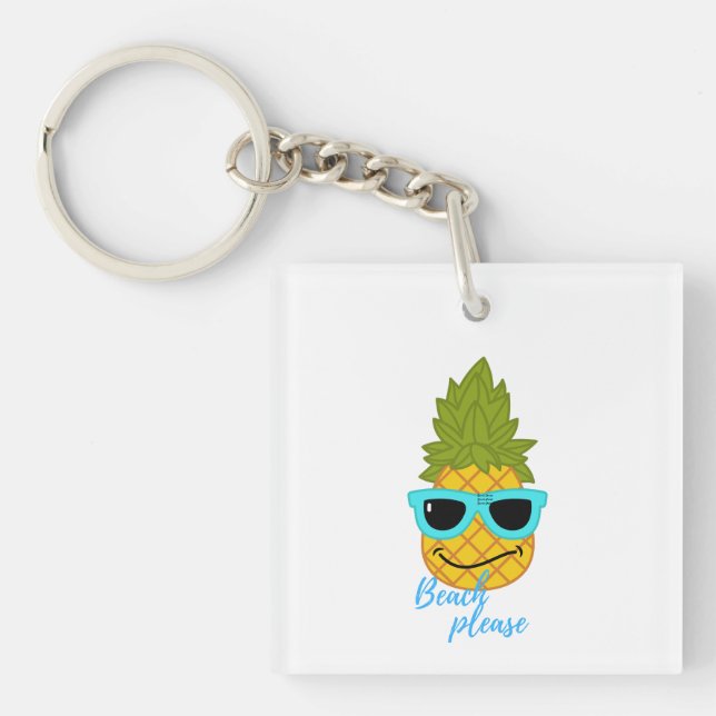 Porte-clés Fantaisie D'Ananas Avec Lunettes De Soleil Été (Devant)