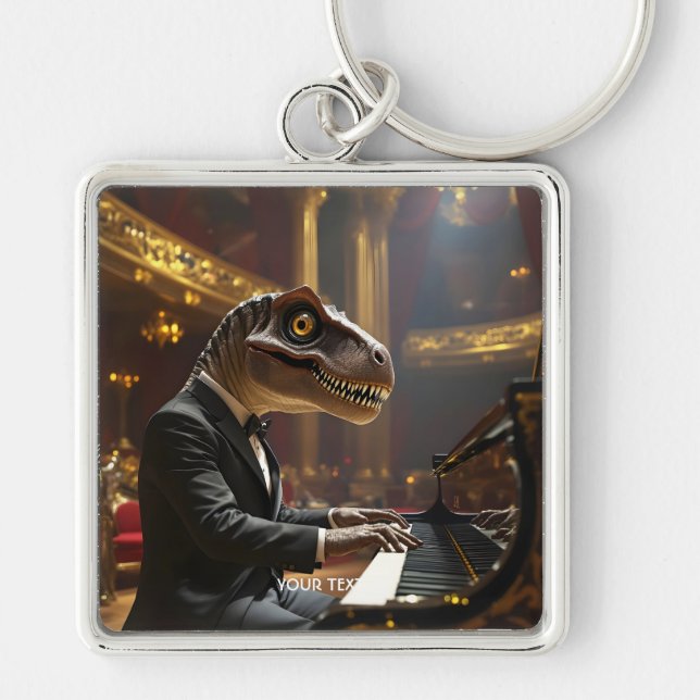 Porte-clés Fantasy Cute T-rex Playing Piano (Devant)