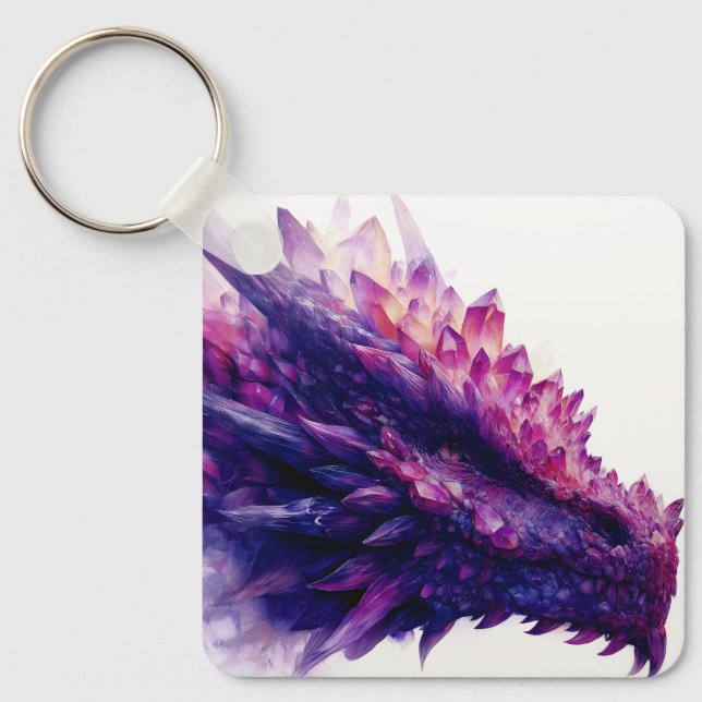 Porte-clés Fantasy Mystical Amethyst Crystal Dragon Beast (Recto)