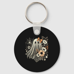 Porte-clés Fantôme d'Halloween avec fleurs vintage