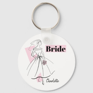 Porte-clés Fashion Bride Pink Bride Nom porte - clé rond