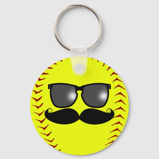 Porte-clés Fastpitch Softball Mustache Porte - clé (Recto)