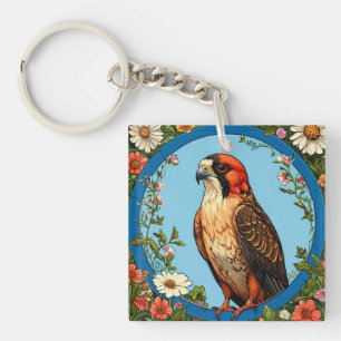 Porte-clés Faucon crécerelle aux pattes rouges coloré