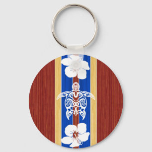 Porte-clés Fausse planche de surf en bois tribale de Honu