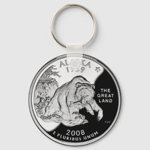Porte-clés Faux Alaska State Quarter The Great Land Grizzly