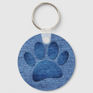 Porte-clés Faux Denim Jeans Empreinte de patte de chien