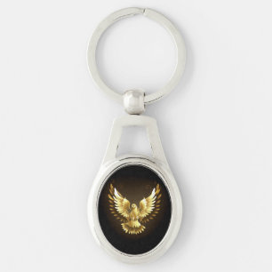 Porte-clés Faux Gold Foil Peace Dove en noir