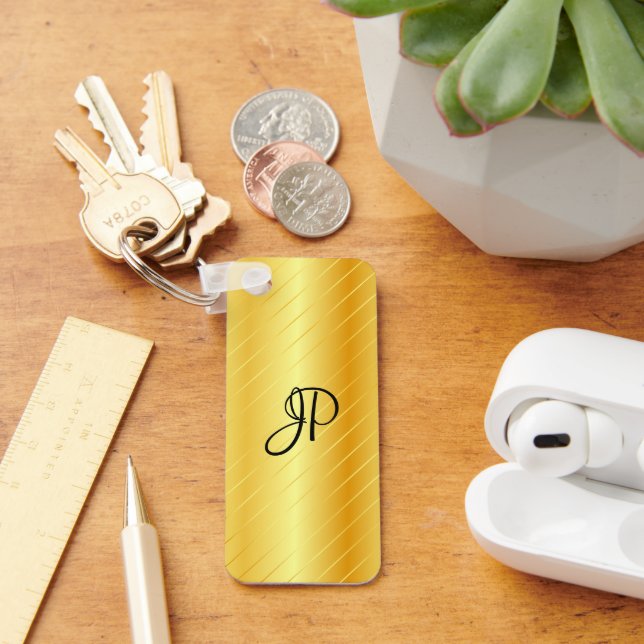 Porte-clés Faux Gold Monogramme Élégant Modèle moderne (Bureau)