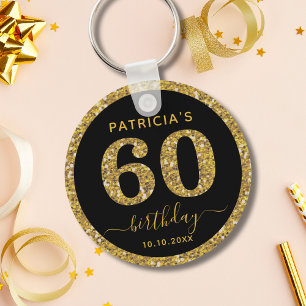 Porte-clés Faveur de fête d'anniversaire 60 ans paillettes no