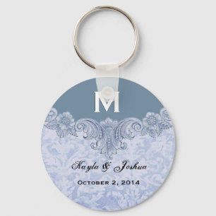 Porte-clés Faveur vintage V20 de mariage de monogramme de