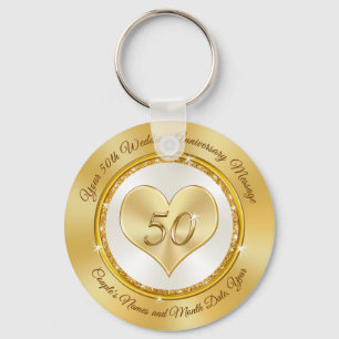 Porte-clés Faveurs de fête d'anniversaire d'or personnalisé