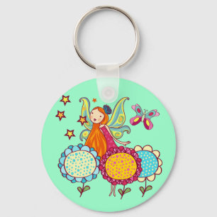 Porte-clés Fée de jardin avec des fleurs