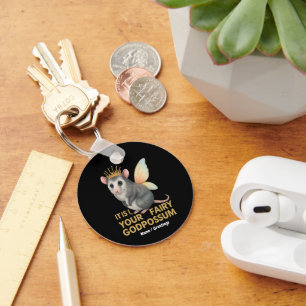 Porte-clés Fée Godpossum Cute Opossum avec Couronne et ailes