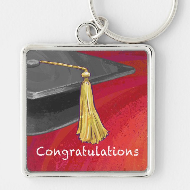 Porte-clés Félicitations Diplômé Noir et Rouge (Devant)