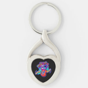 Porte-clés Feliz Dia De Muertos avec Squelette Jouer de la gu