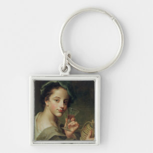 Porte-clés Femme avec un verre de vin