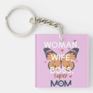 Porte-clés Femme, femme, patron, super maman