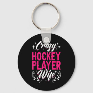 Porte-clés Femme folle de joueur de hockey Champ de hockey su