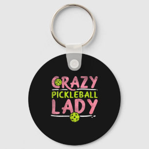 Porte-clés Femme folle de pickleball femme drôle de pickle ba