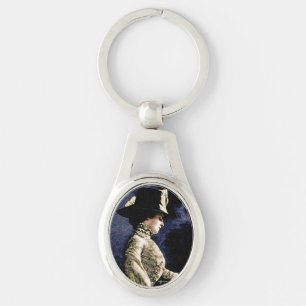 Porte-clés Femme victorienne Vintage triste avec Casquette de