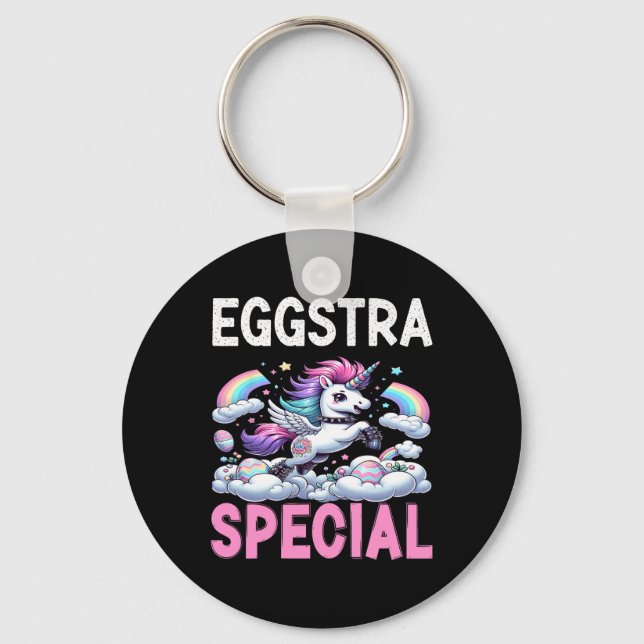 Porte-clés Femmes Eggstra Spécial Kawaii Unicorne Jour de Pâq (Recto)