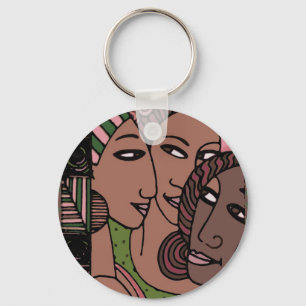 Porte-clés Femmes roses et vertes d'Afro-américain