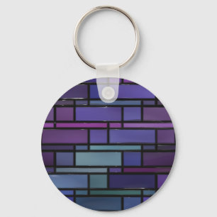 Porte-clés Fenêtre en verre teinté pourpre, bleue, et