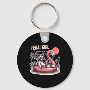 Porte-clés Feral Girl été drôle mème Feral Raccoon été