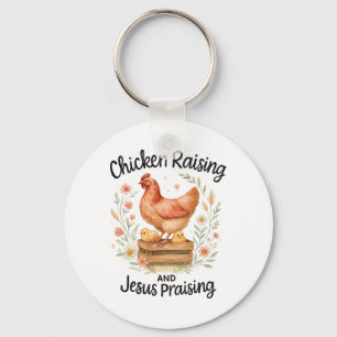 Porte-clés Ferme d'élevage de poulets et de louange à Jésus