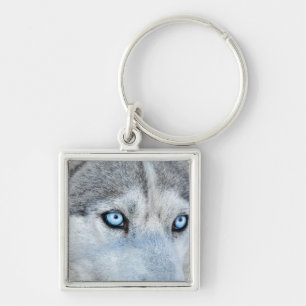 Porte-clés Fermez Sibérie Husky avec les yeux bleus