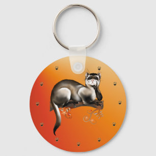 Porte-clés Ferret Sur Un Porte - clé De Branche