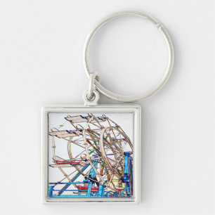 Porte-clés Ferris Wheel-Chalk Outline par Shirley Taylor