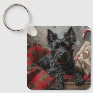 Porte-clés Festif de Noël écossais Terrier Dog