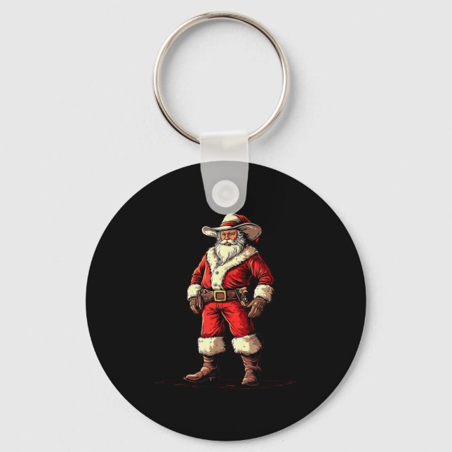 Porte-clés Festive Fun With A Christmas Cowboy As Santa Claus (Recto)