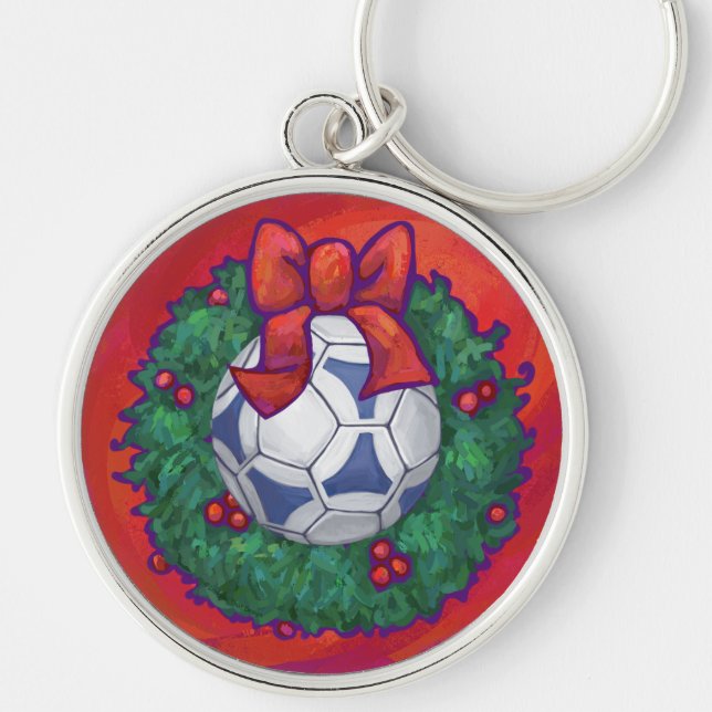 Porte-clés Festive Futbal en couronne rouge (Devant)