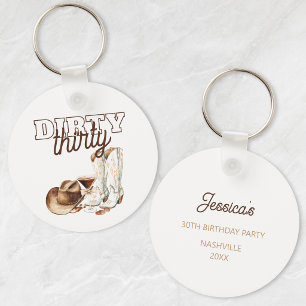 Porte-clés Fête d'anniversaire Dirty Thirty 30 ans Rustique d