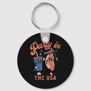 Porte-clés Fête Dans Les Etats-Unis Hot Dog Love USA Fun Quar