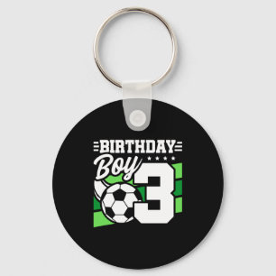 Porte-clés Fête de football de 3 ans 3e anniversaire garçon
