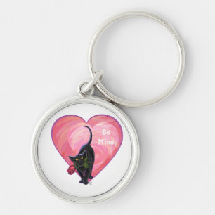 Porte-clés Fête de la Saint-Valentin au chat noir
