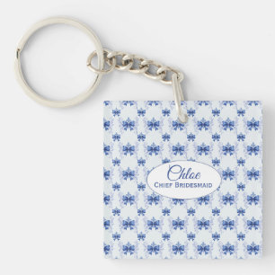 Porte-clés Fête de mariage avec un élégant nœud bleu