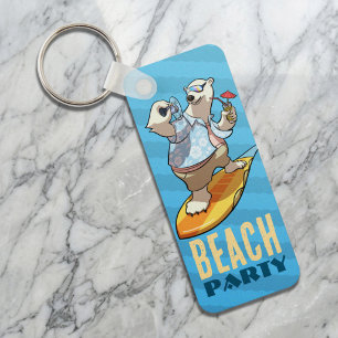 Porte-clés Fête de plage ours polaire drôle d'été surfeur des