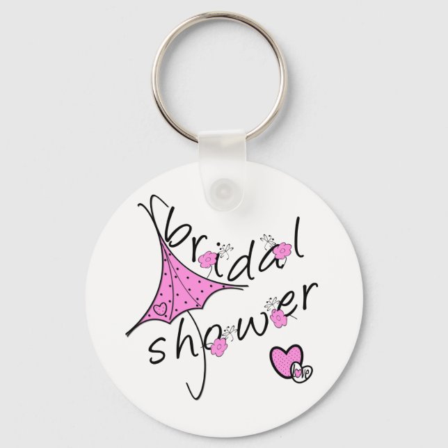 Porte-clés Fête des mariées parapluie rose (Recto)