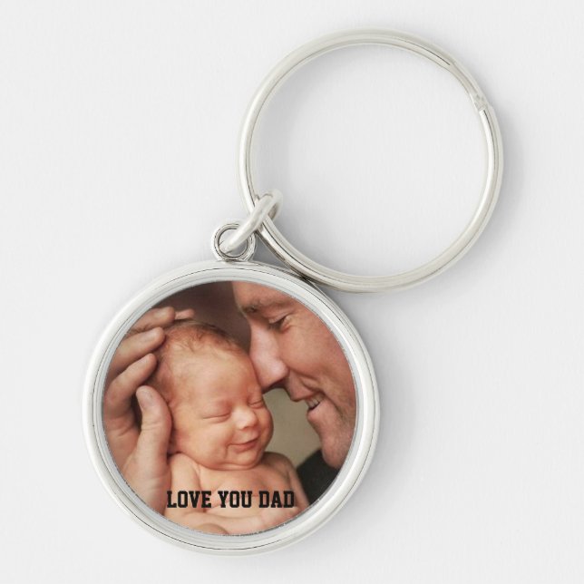 Porte-clés Fête des Pères, Papa je t'aime Photo personnalisée (Devant)